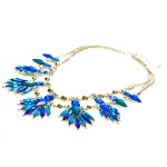 Peacock Jeweled Feather Bursts Necklace